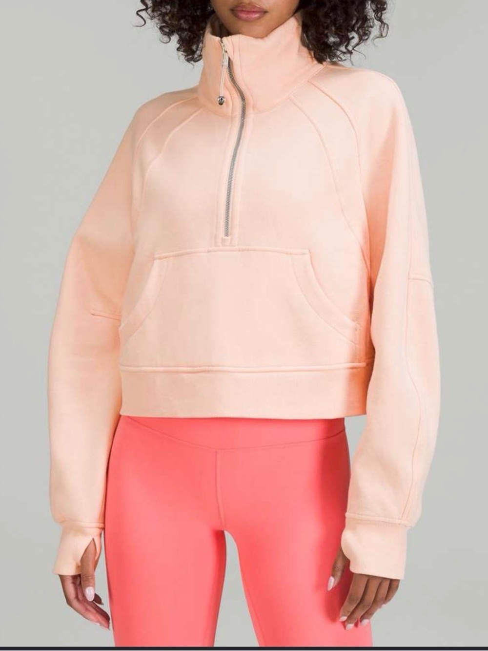 Lululemon Soft Peach Half-Zip Funnel Neck Pullover M/L